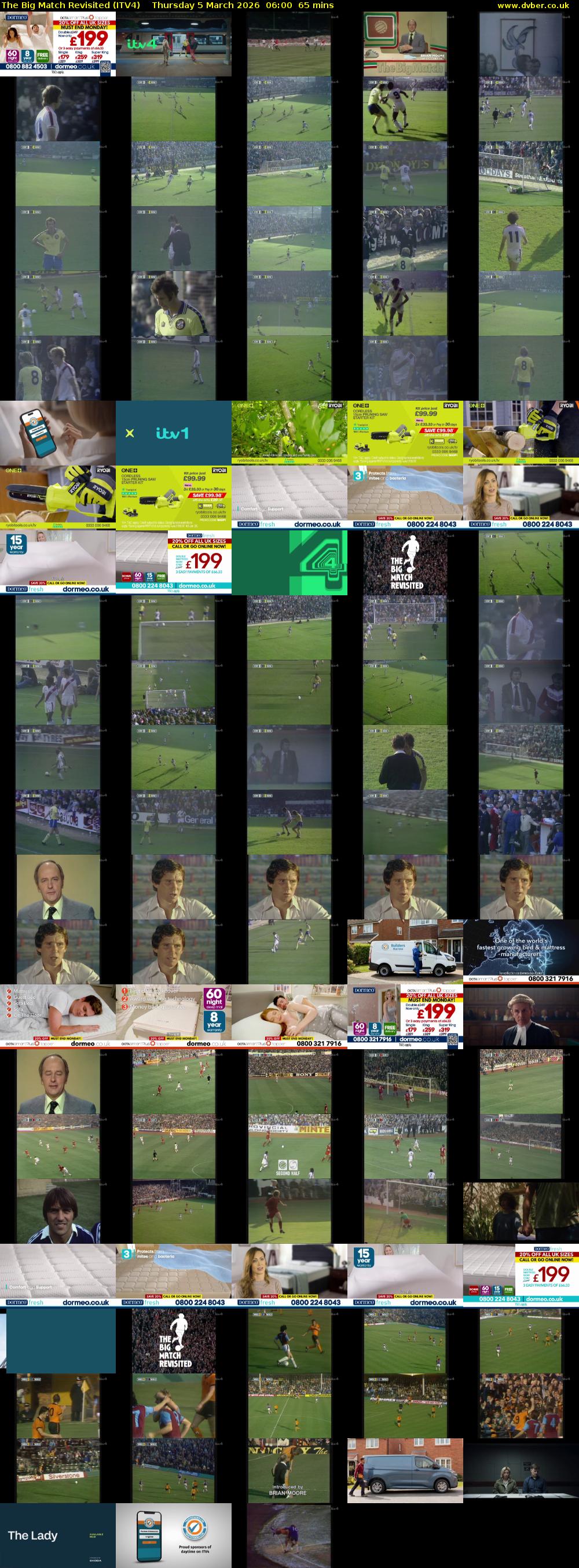 The Big Match Revisited (ITV4) Thursday 5 March 2026 06:00 - 07:05