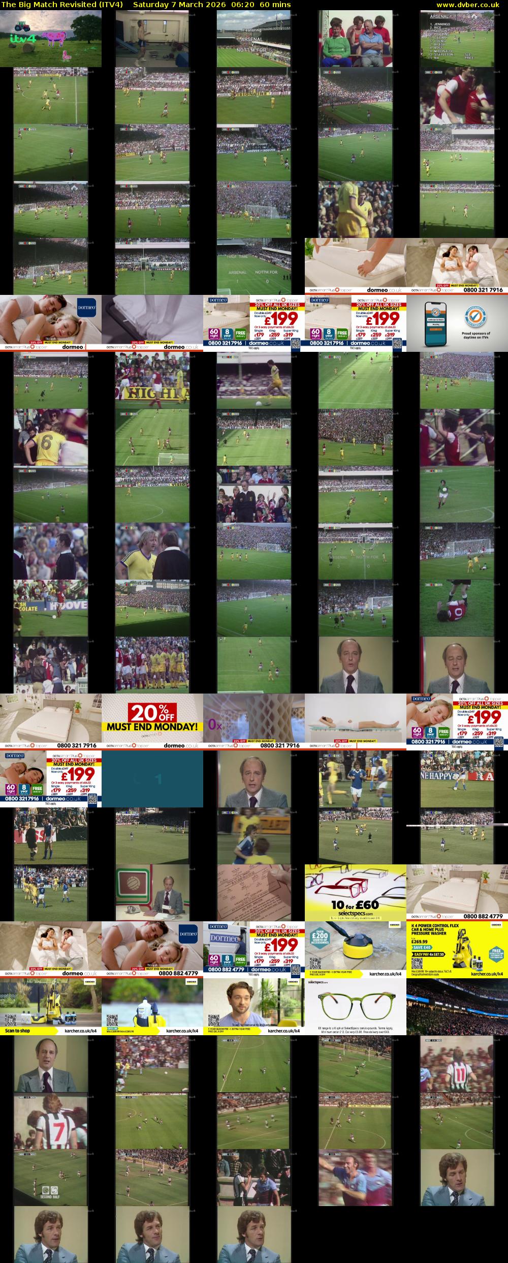 The Big Match Revisited (ITV4) Saturday 7 March 2026 06:20 - 07:20