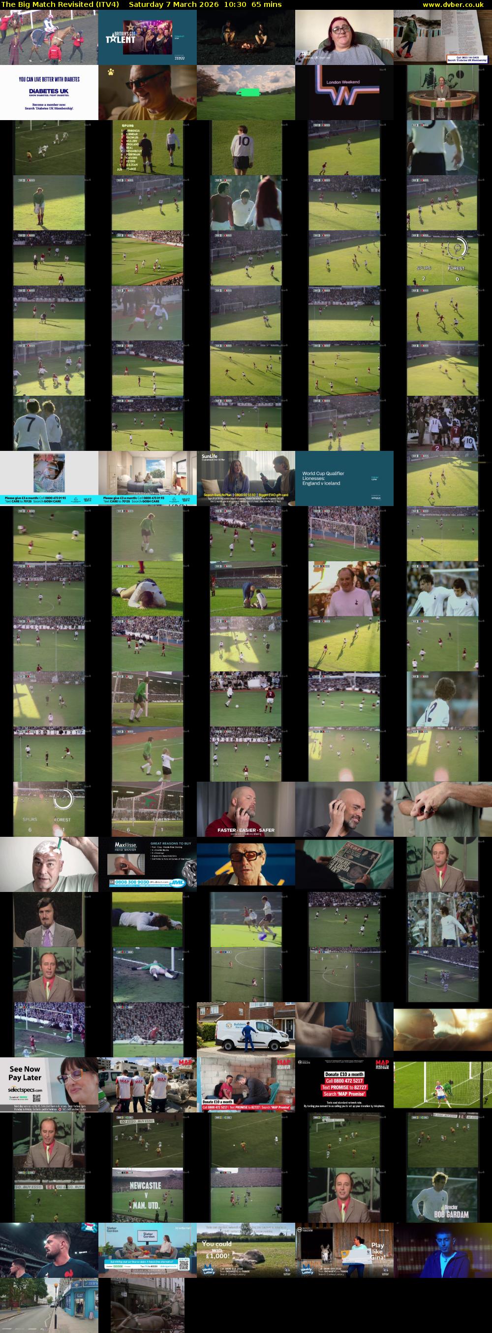 The Big Match Revisited (ITV4) Saturday 7 March 2026 10:30 - 11:35