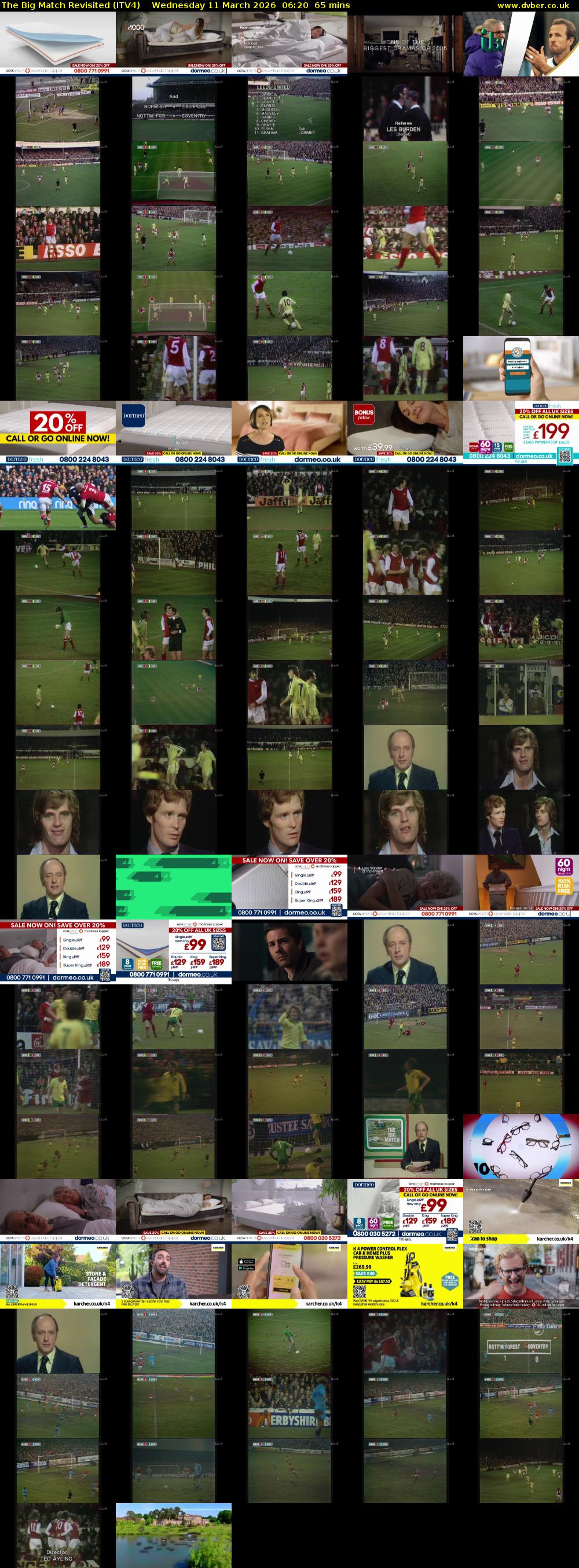 The Big Match Revisited (ITV4) Wednesday 11 March 2026 06:20 - 07:25