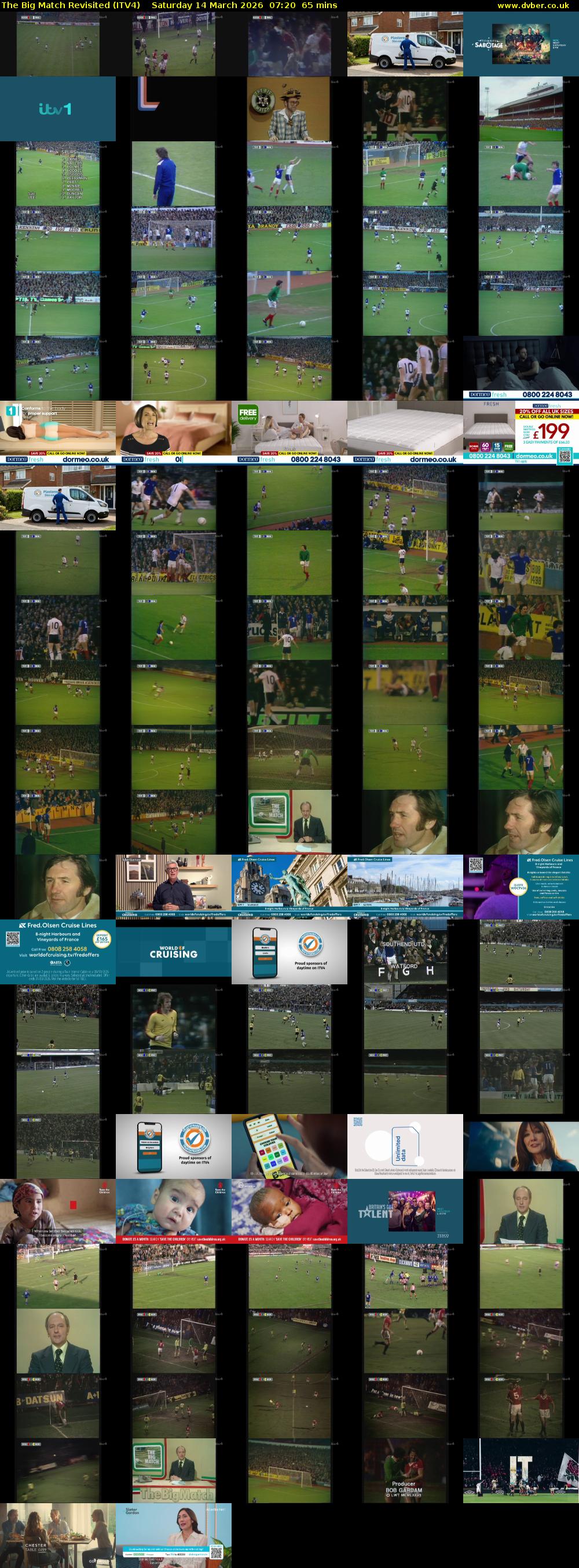 The Big Match Revisited (ITV4) Saturday 14 March 2026 07:20 - 08:25