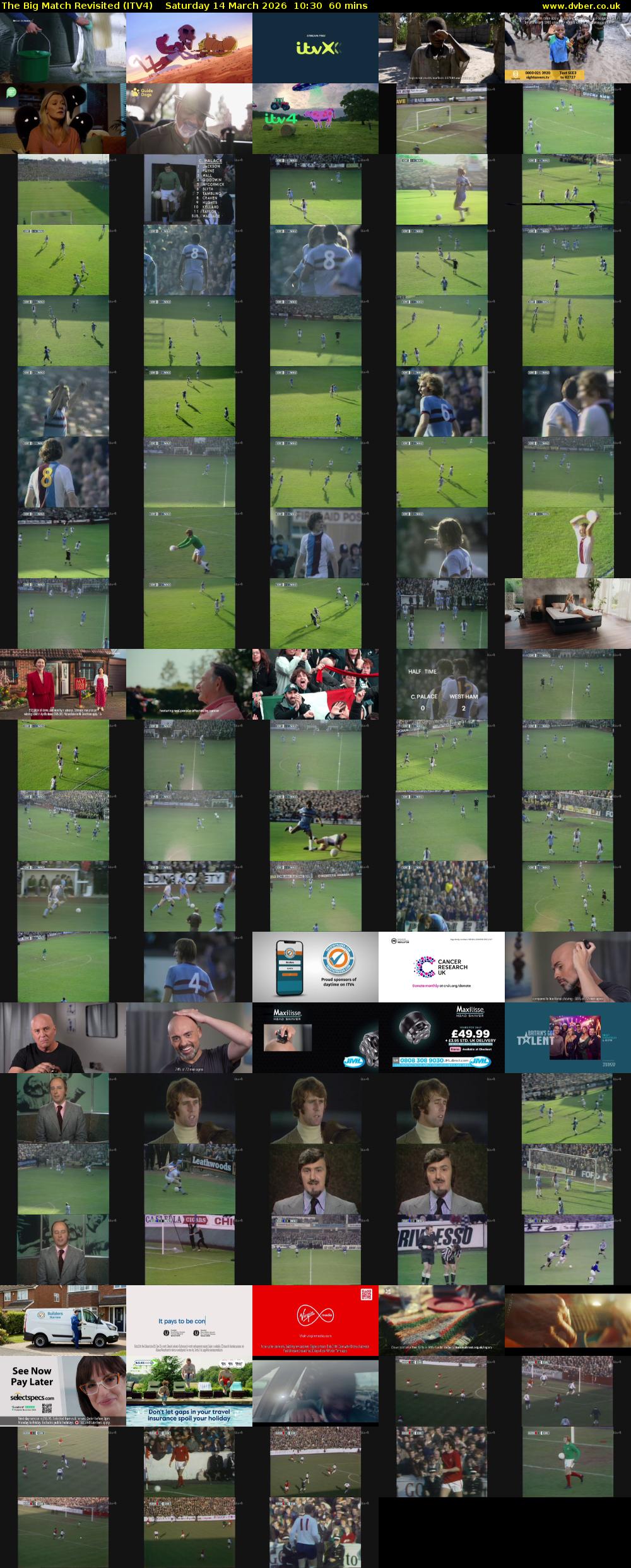The Big Match Revisited (ITV4) Saturday 14 March 2026 10:30 - 11:30
