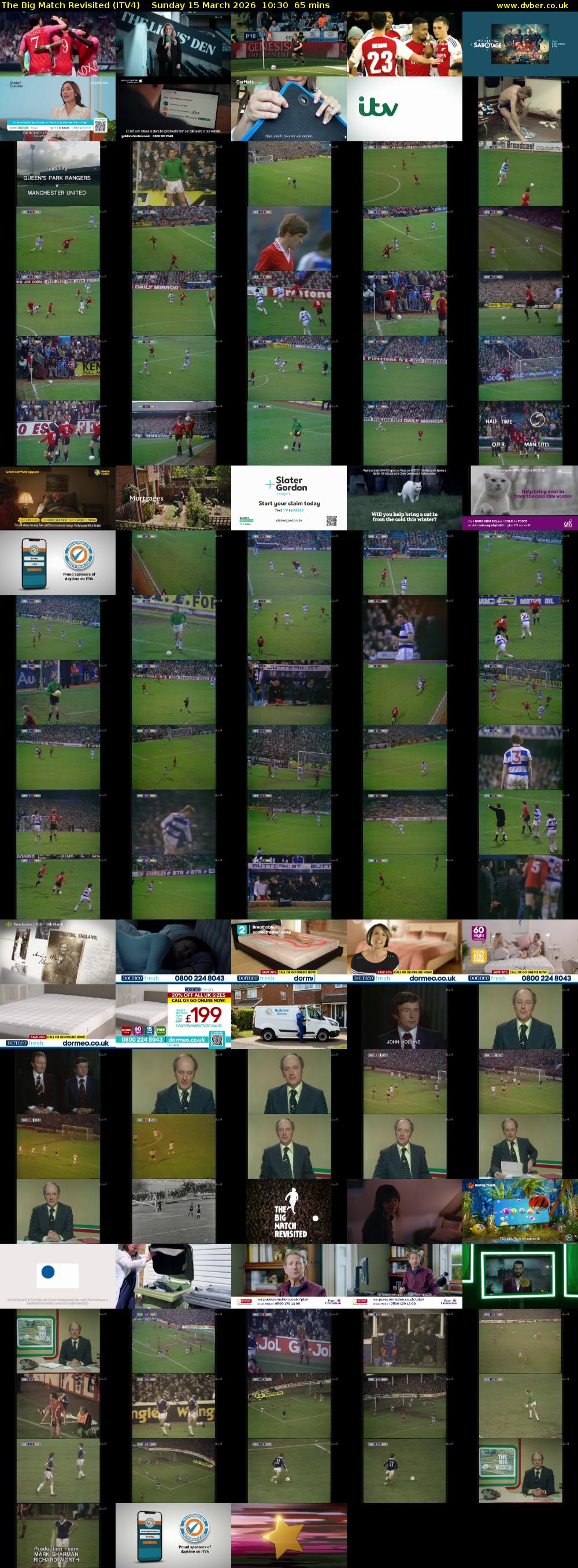The Big Match Revisited (ITV4) Sunday 15 March 2026 10:30 - 11:35