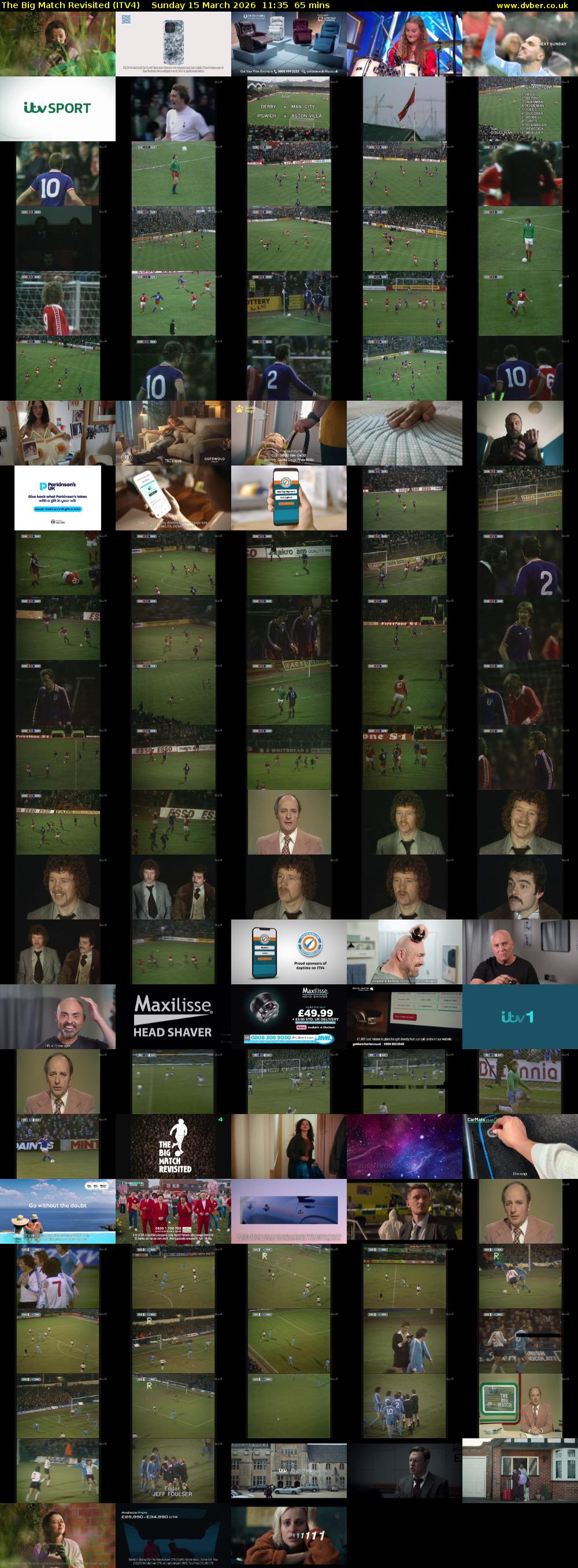 The Big Match Revisited (ITV4) Sunday 15 March 2026 11:35 - 12:40