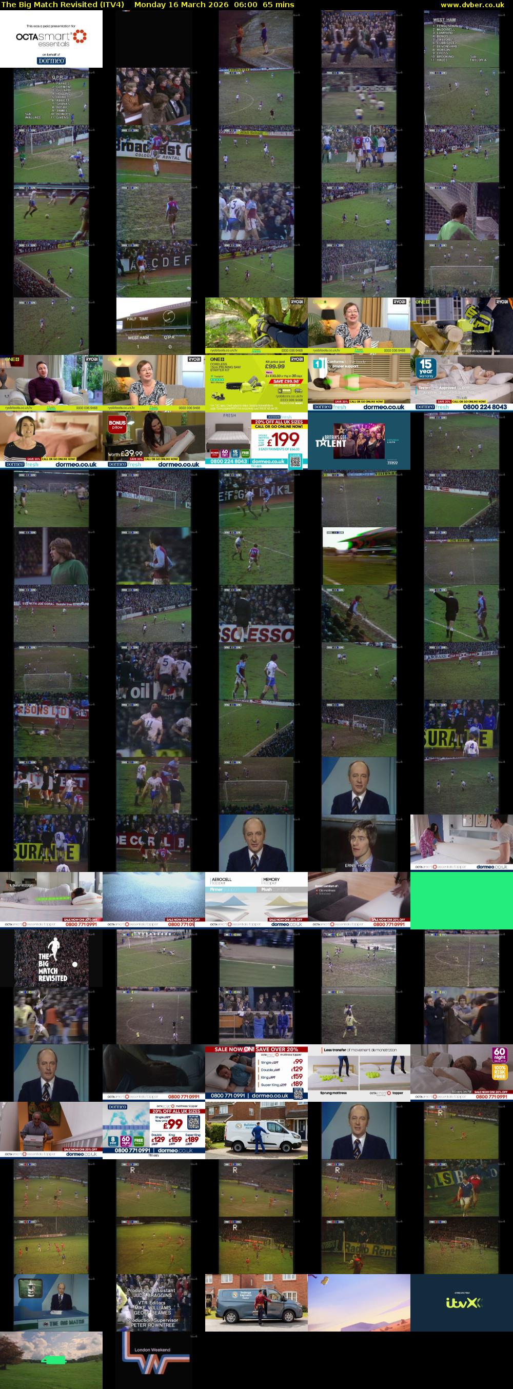 The Big Match Revisited (ITV4) Monday 16 March 2026 06:00 - 07:05