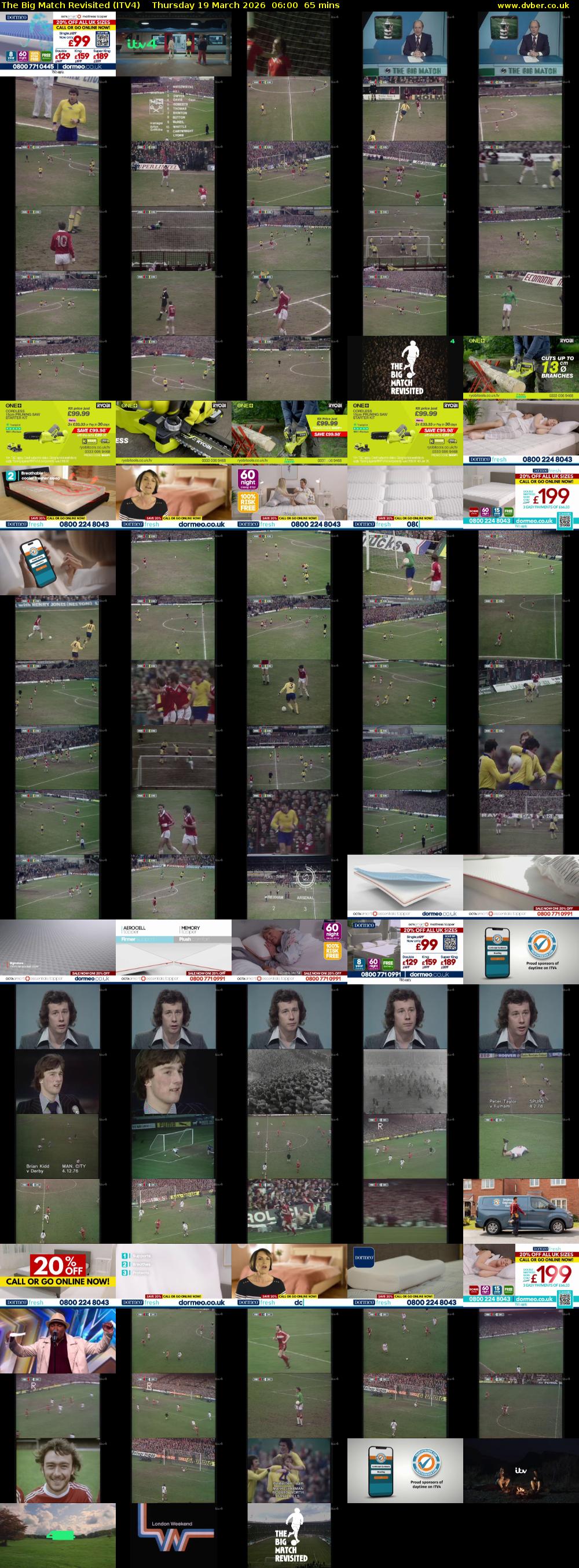 The Big Match Revisited (ITV4) Thursday 19 March 2026 06:00 - 07:05