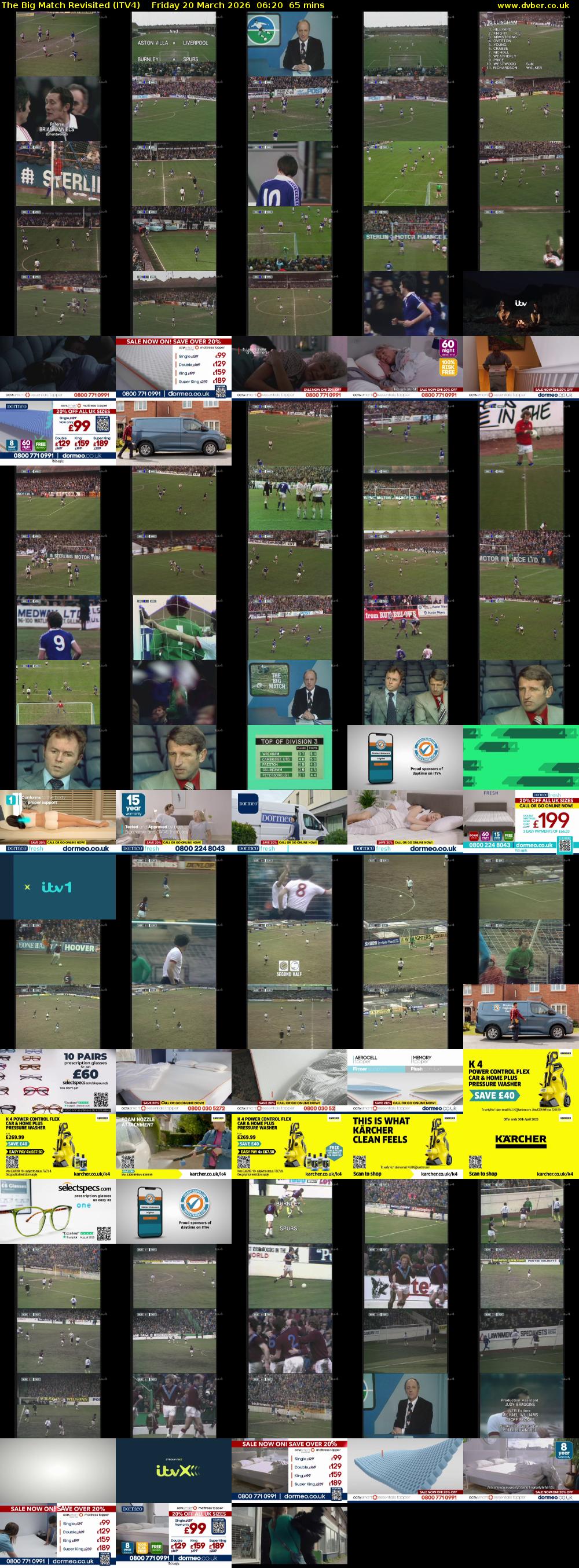 The Big Match Revisited (ITV4) Friday 20 March 2026 06:20 - 07:25