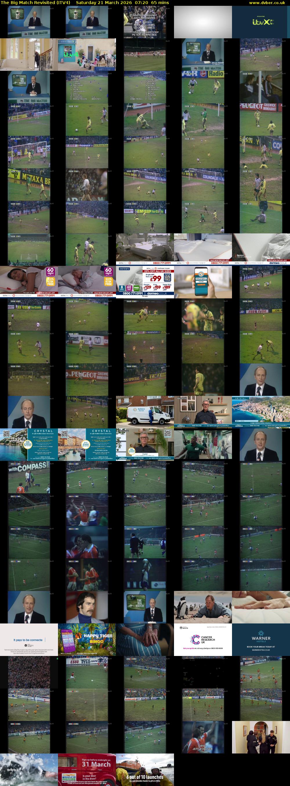 The Big Match Revisited (ITV4) Saturday 21 March 2026 07:20 - 08:25