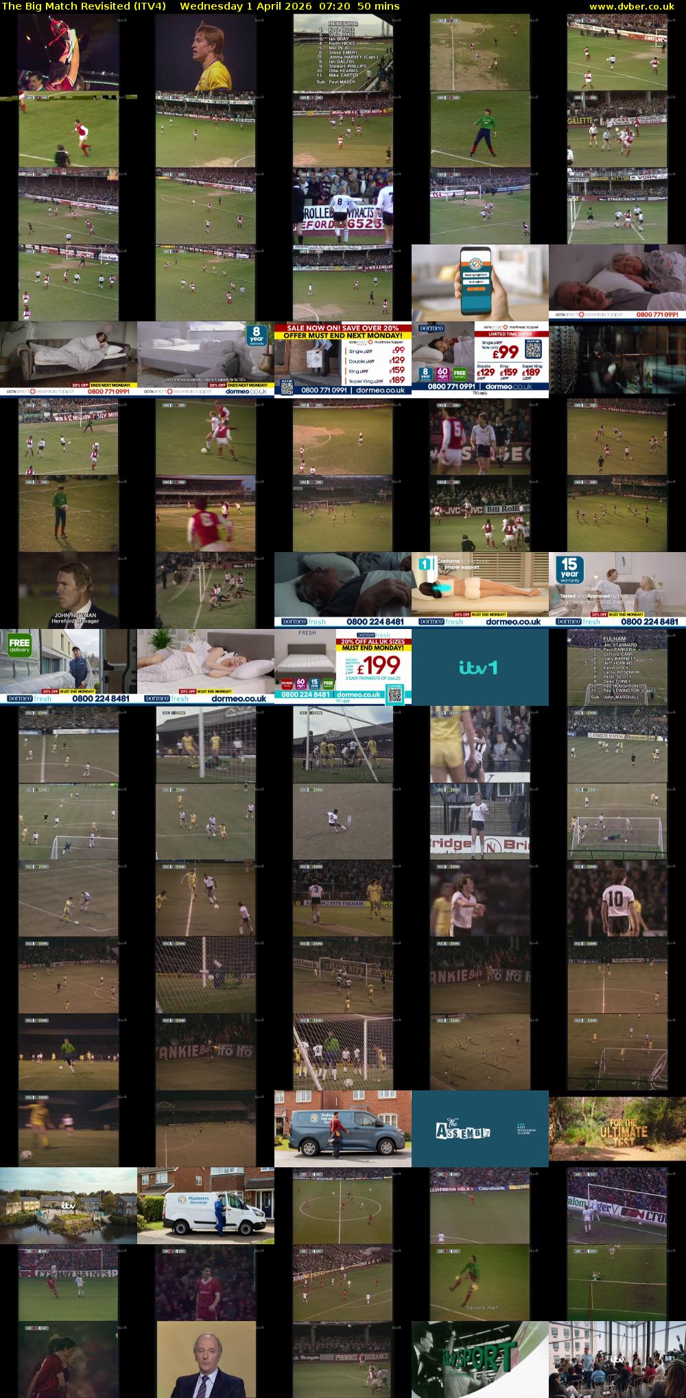 The Big Match Revisited (ITV4) Wednesday 1 April 2026 07:20 - 08:10