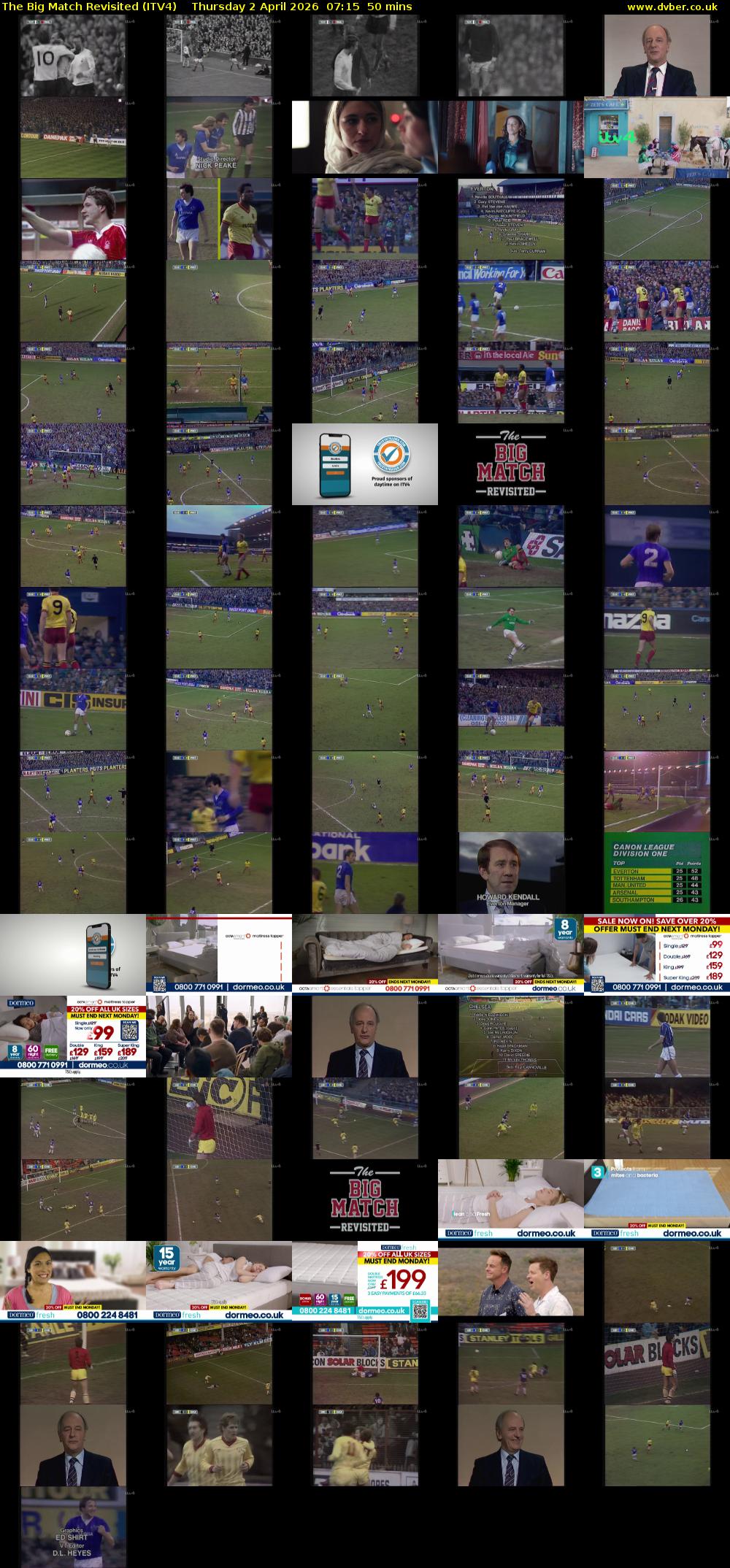 The Big Match Revisited (ITV4) Thursday 2 April 2026 07:15 - 08:05