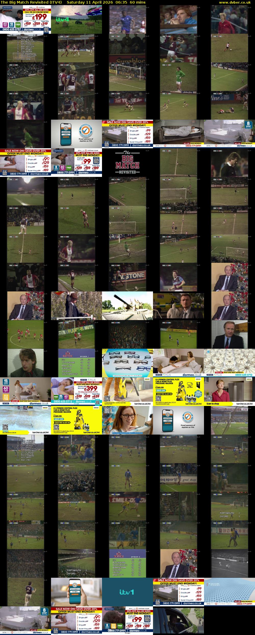 The Big Match Revisited (ITV4) Saturday 11 April 2026 06:35 - 07:35