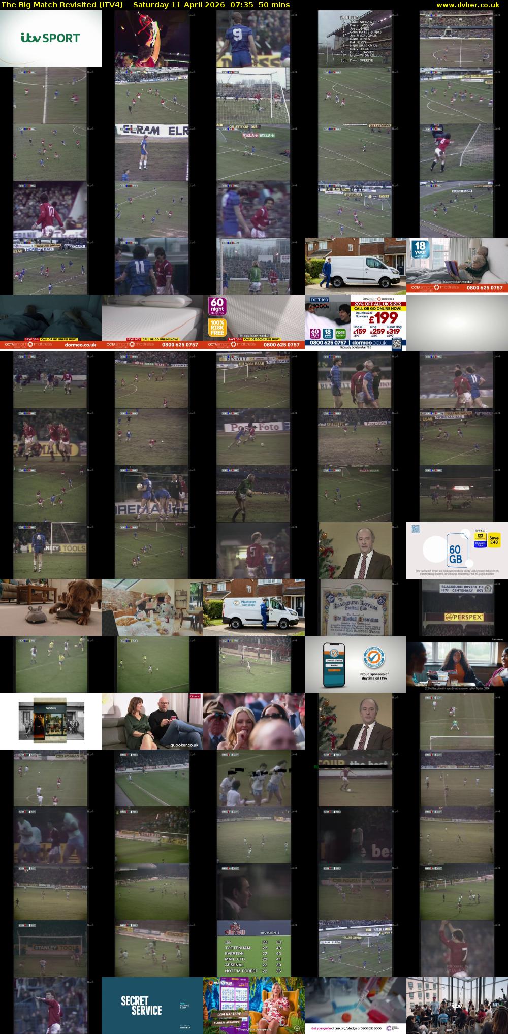 The Big Match Revisited (ITV4) Saturday 11 April 2026 07:35 - 08:25