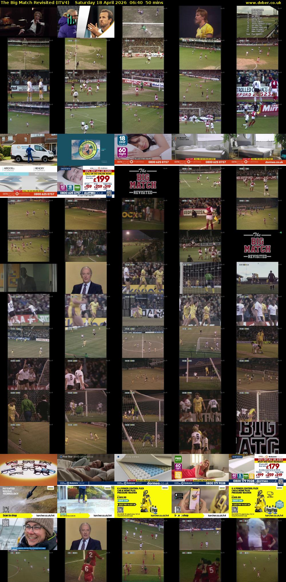 The Big Match Revisited (ITV4) Saturday 18 April 2026 06:40 - 07:30
