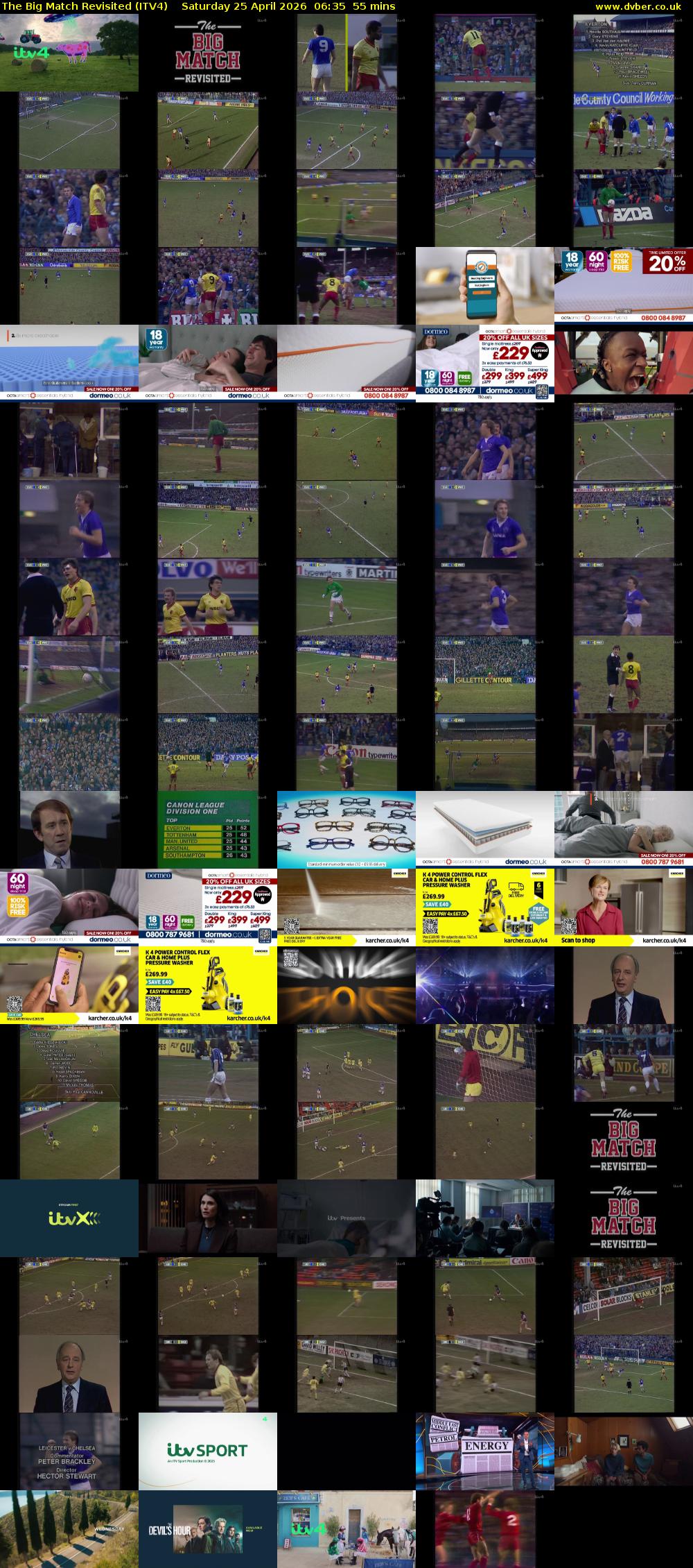 The Big Match Revisited (ITV4) Saturday 25 April 2026 06:35 - 07:30
