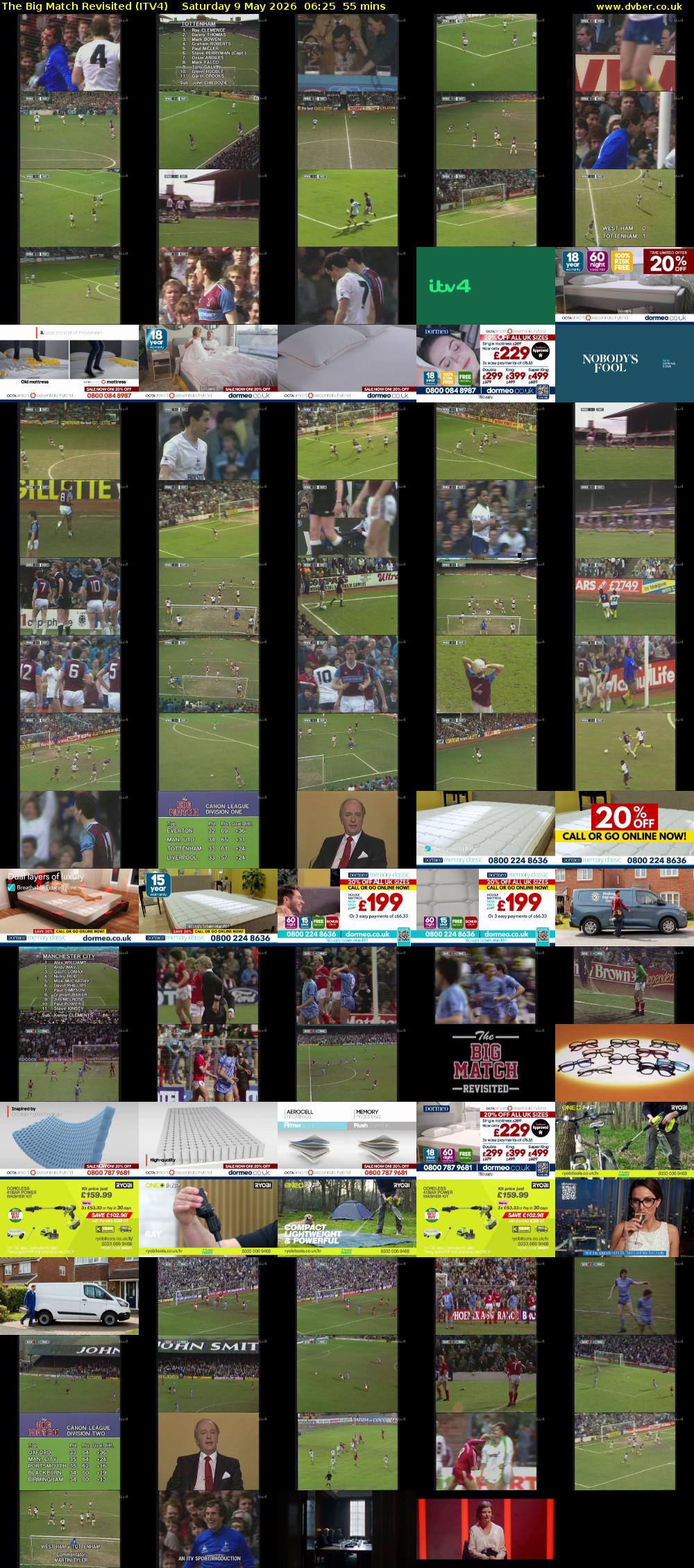 The Big Match Revisited (ITV4) Saturday 9 May 2026 06:25 - 07:20