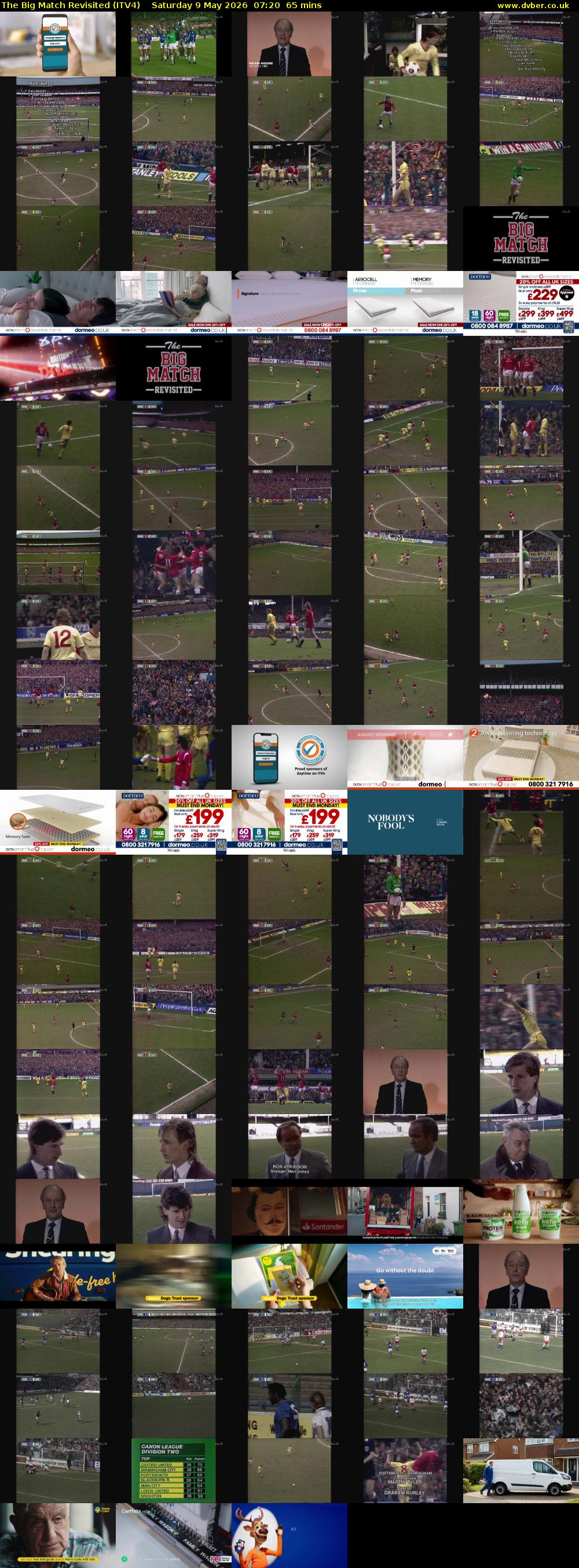 The Big Match Revisited (ITV4) Saturday 9 May 2026 07:20 - 08:25