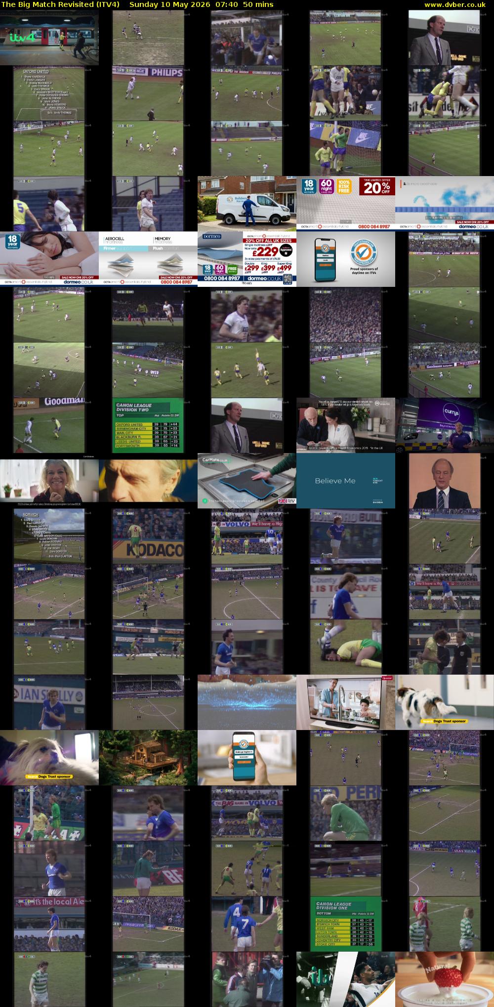 The Big Match Revisited (ITV4) Sunday 10 May 2026 07:40 - 08:30