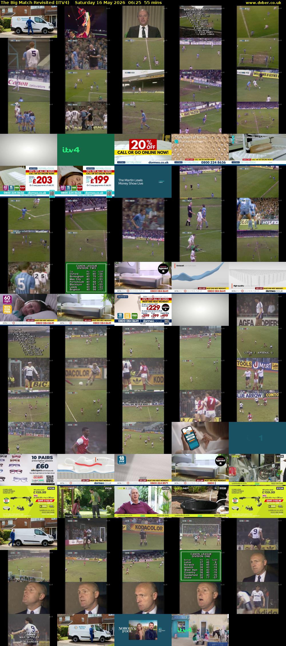 The Big Match Revisited (ITV4) Saturday 16 May 2026 06:25 - 07:20