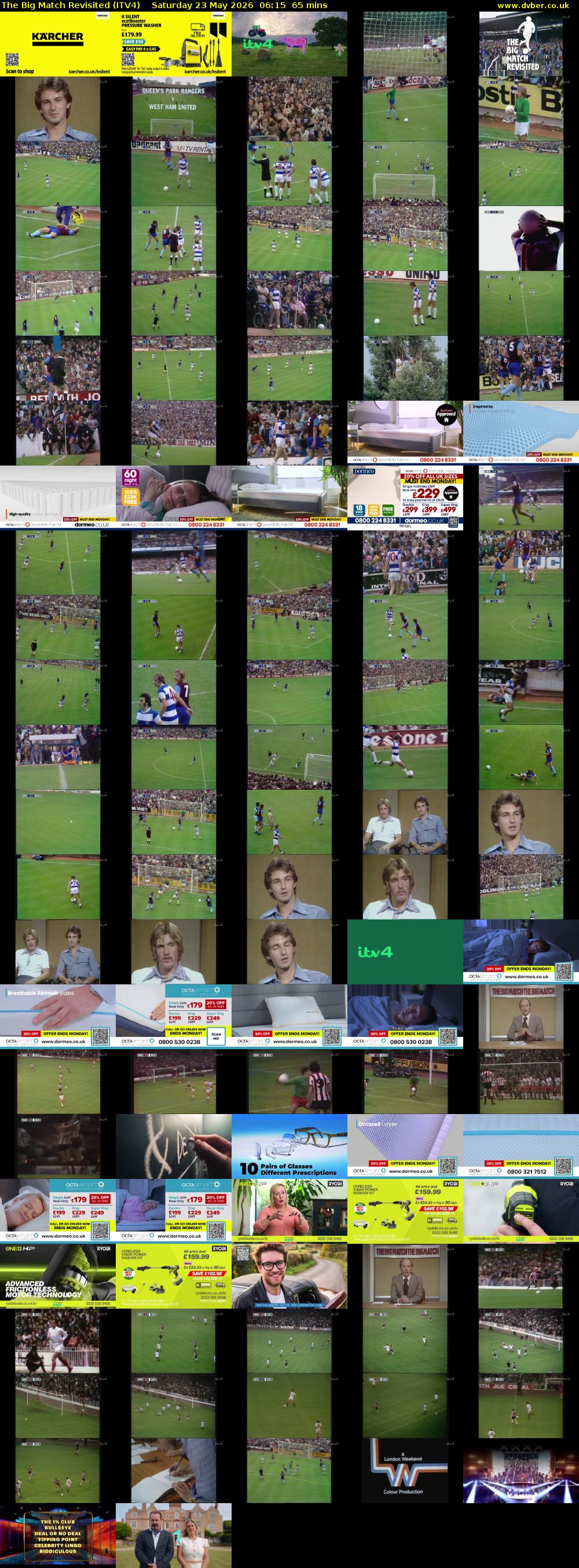 The Big Match Revisited (ITV4) Saturday 23 May 2026 06:15 - 07:20