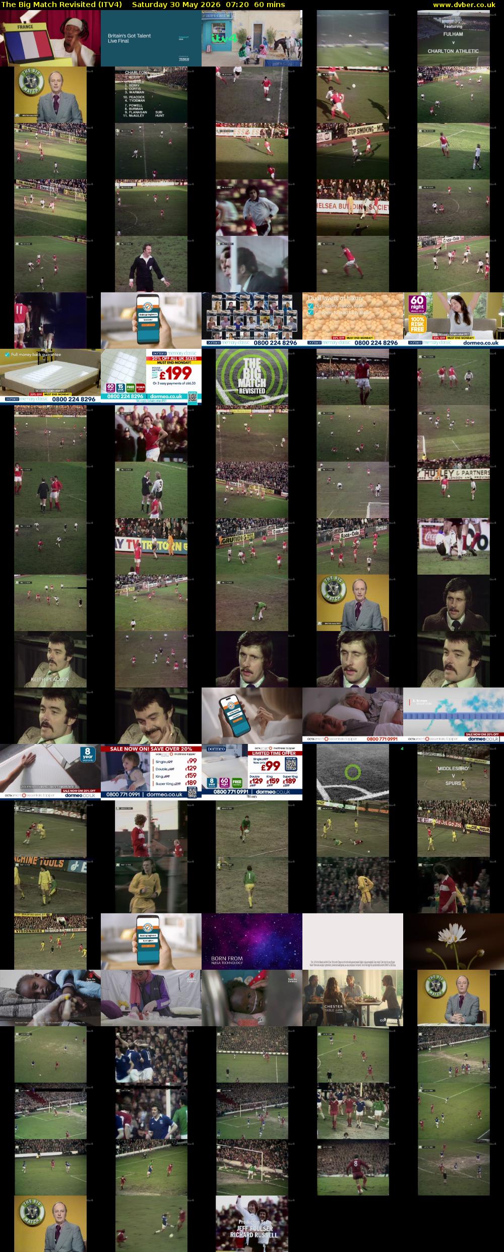 The Big Match Revisited (ITV4) Saturday 30 May 2026 07:20 - 08:20