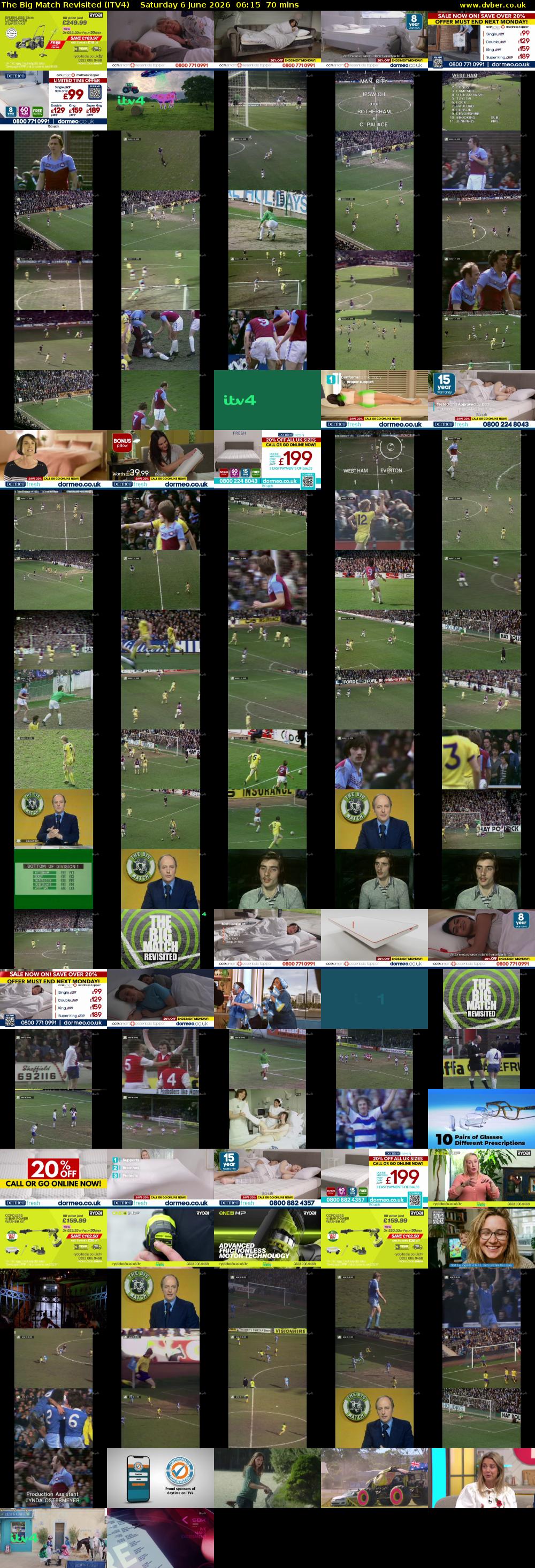 The Big Match Revisited (ITV4) Saturday 6 June 2026 06:15 - 07:25