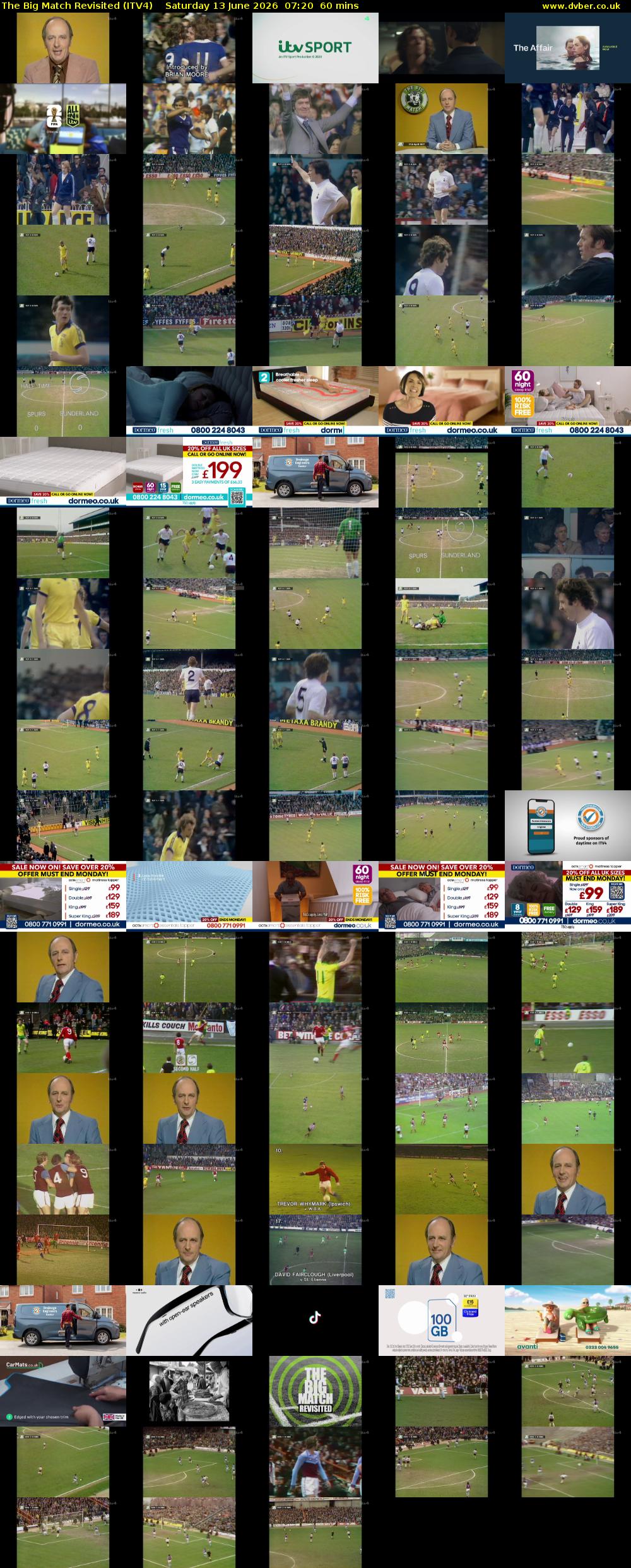 The Big Match Revisited (ITV4) Saturday 13 June 2026 07:20 - 08:20