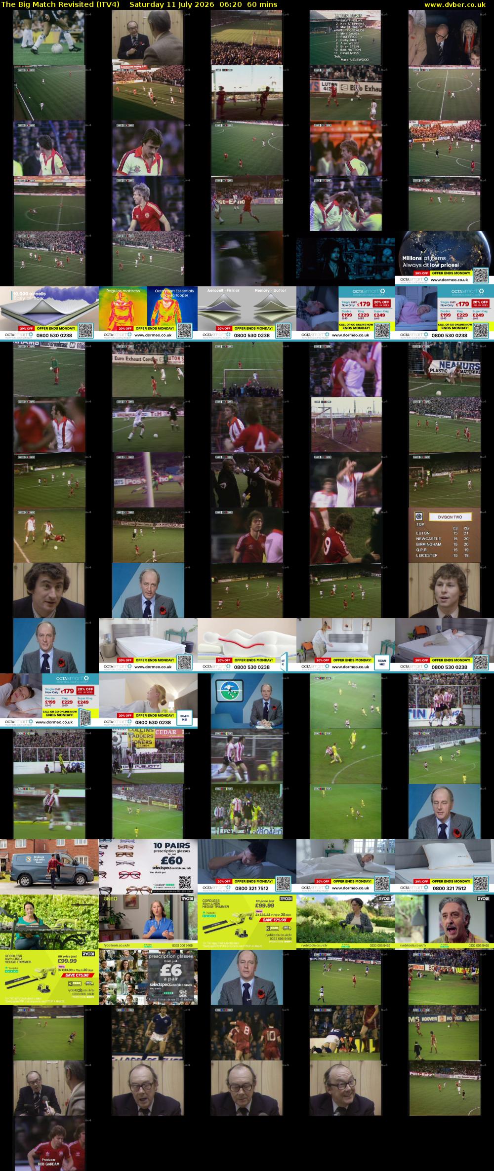 The Big Match Revisited (ITV4) Saturday 11 July 2026 06:20 - 07:20