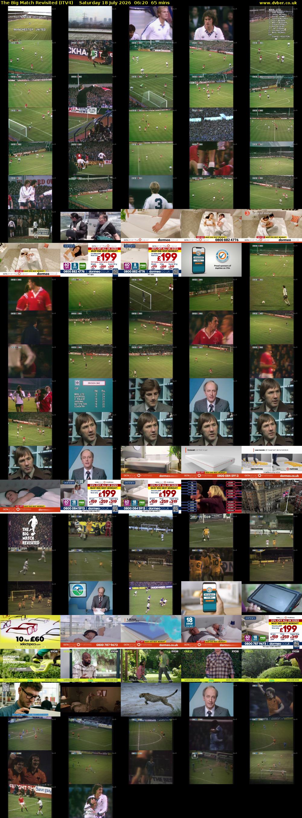 The Big Match Revisited (ITV4) Saturday 18 July 2026 06:20 - 07:25