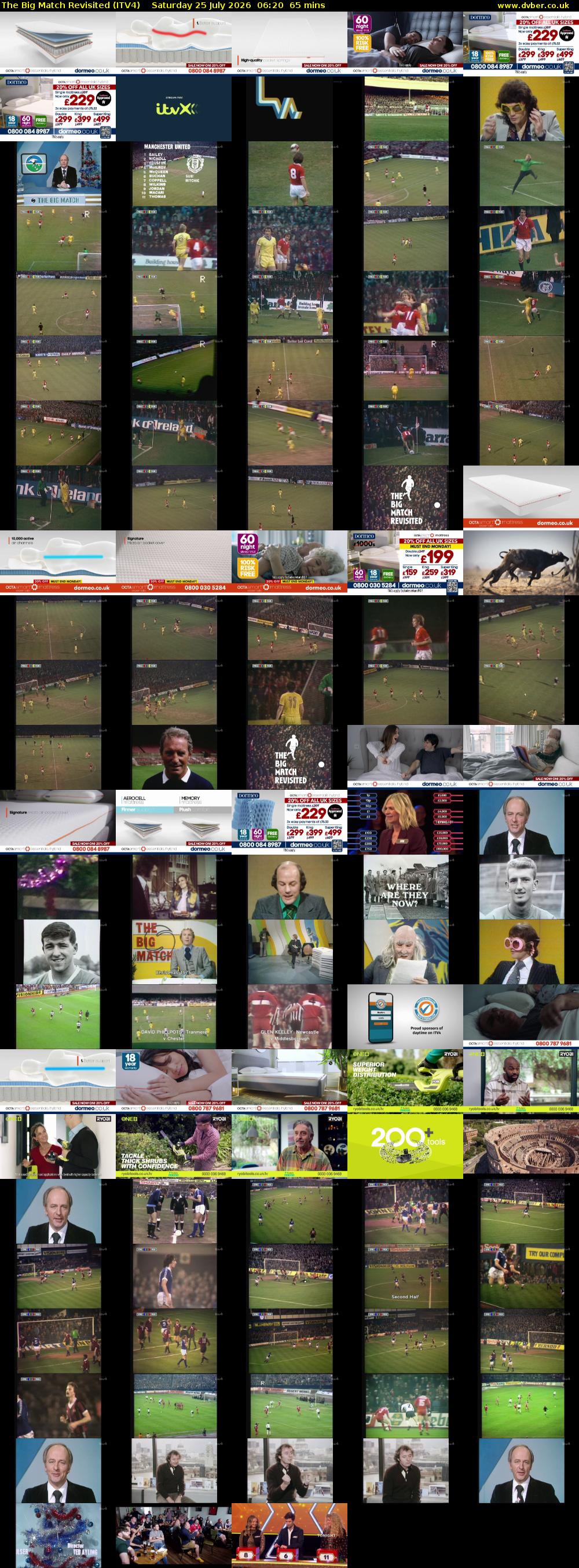 The Big Match Revisited (ITV4) Saturday 25 July 2026 06:20 - 07:25