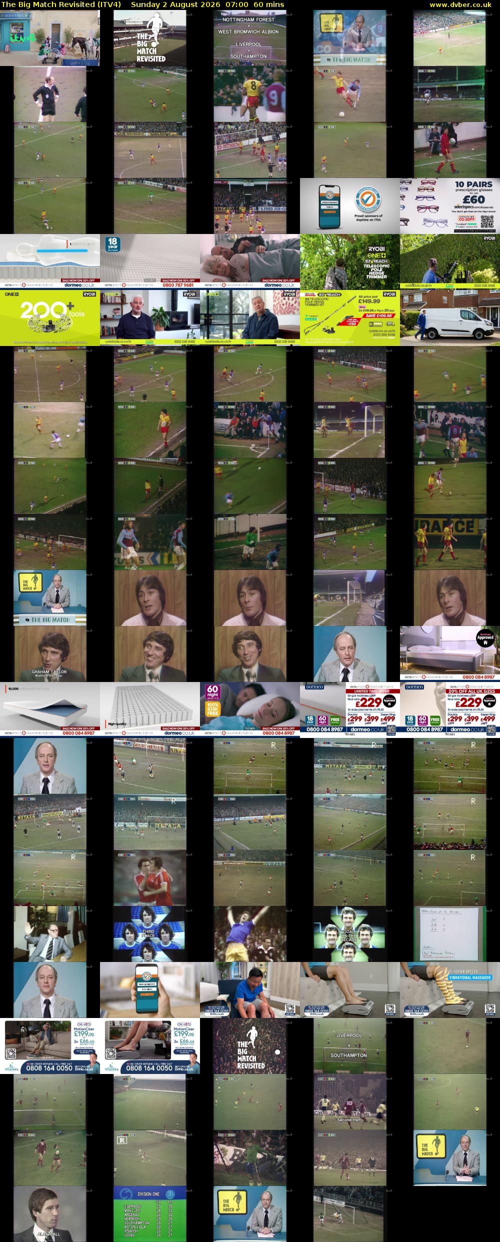 The Big Match Revisited (ITV4) Sunday 2 August 2026 07:00 - 08:00