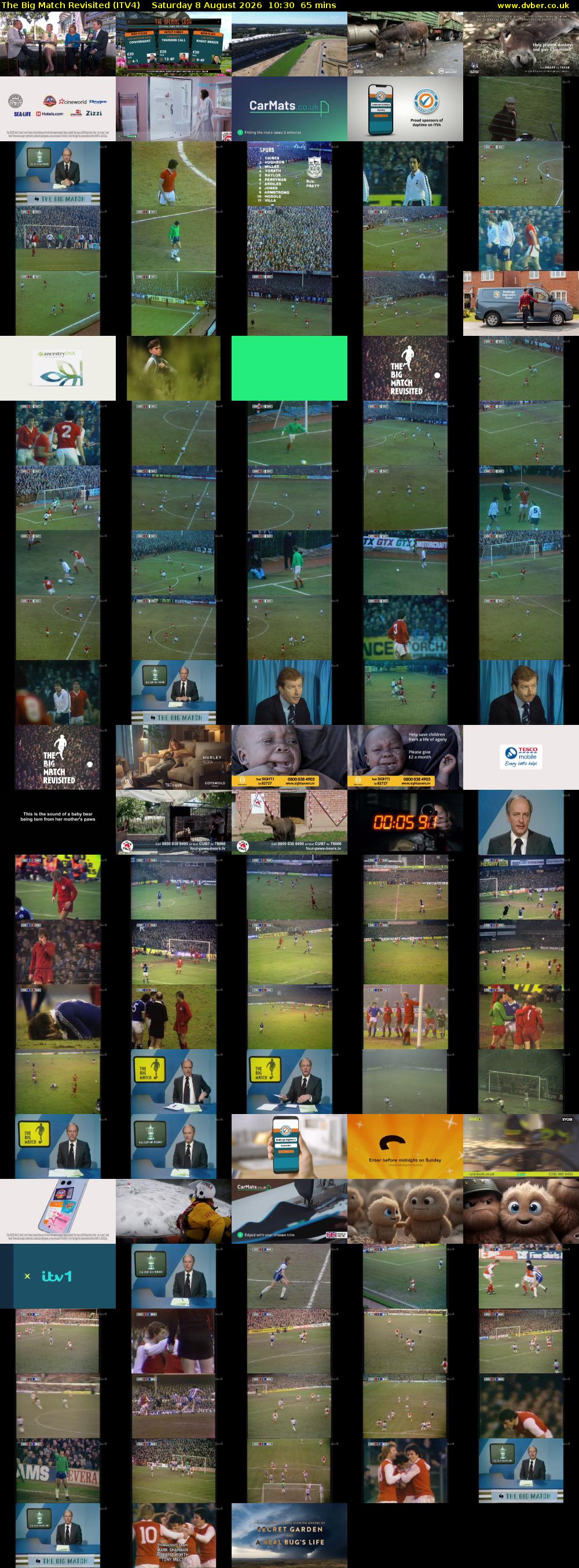 The Big Match Revisited (ITV4) Saturday 8 August 2026 10:30 - 11:35
