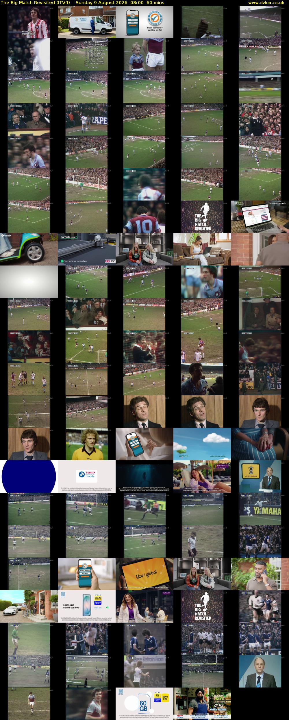 The Big Match Revisited (ITV4) Sunday 9 August 2026 08:00 - 09:00