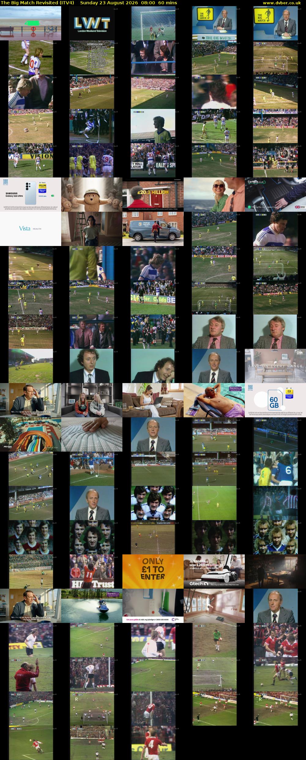The Big Match Revisited (ITV4) Sunday 23 August 2026 08:00 - 09:00