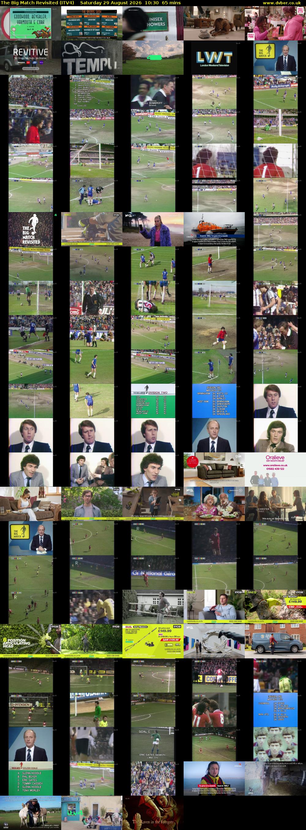 The Big Match Revisited (ITV4) Saturday 29 August 2026 10:30 - 11:35