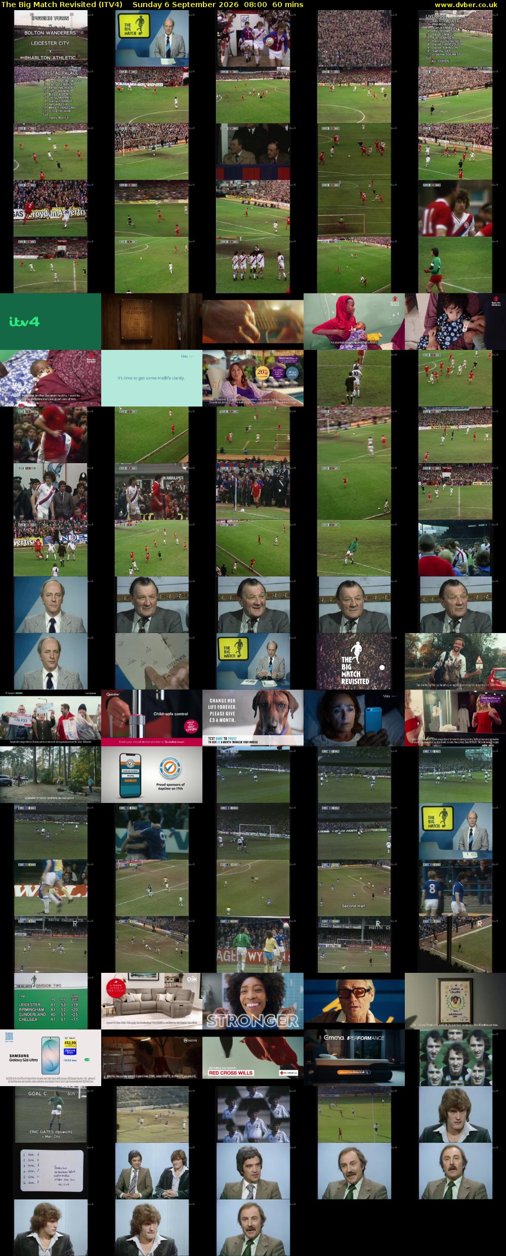 The Big Match Revisited (ITV4) Sunday 6 September 2026 08:00 - 09:00