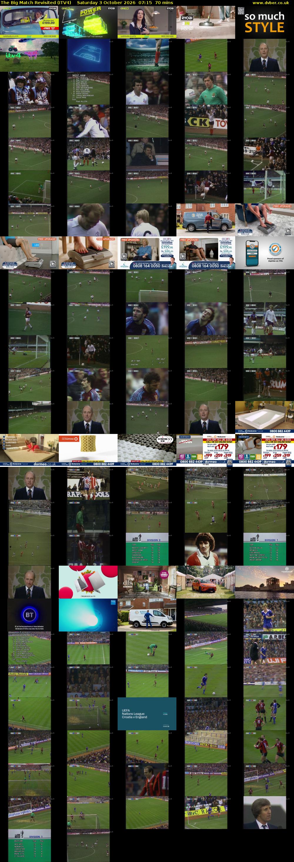 The Big Match Revisited (ITV4) Saturday 3 October 2026 07:15 - 08:25