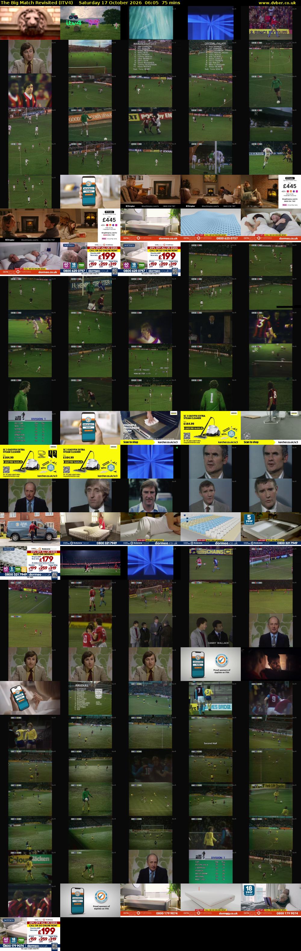 The Big Match Revisited (ITV4) Saturday 17 October 2026 06:05 - 07:20
