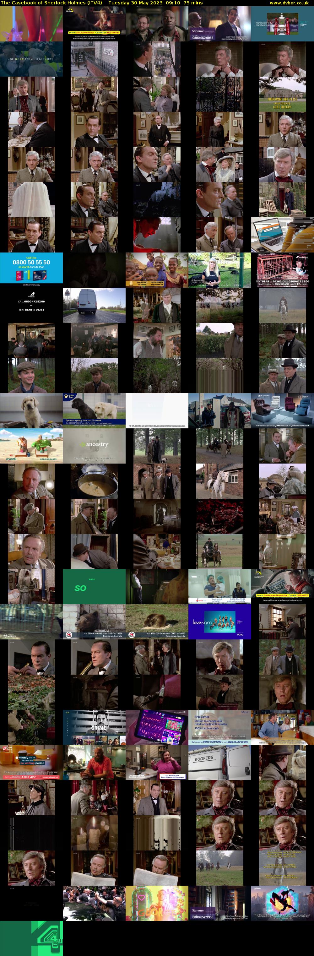 The Casebook of Sherlock Holmes (ITV4) Tuesday 30 May 2023 09:10 - 10:25