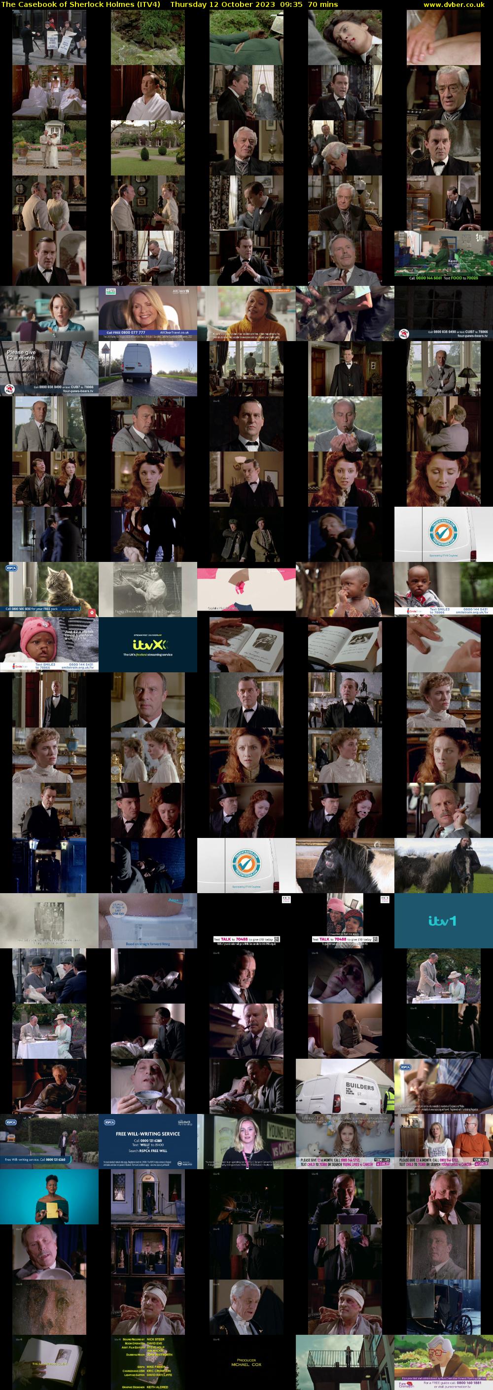 The Casebook of Sherlock Holmes (ITV4) Thursday 12 October 2023 09:35 - 10:45