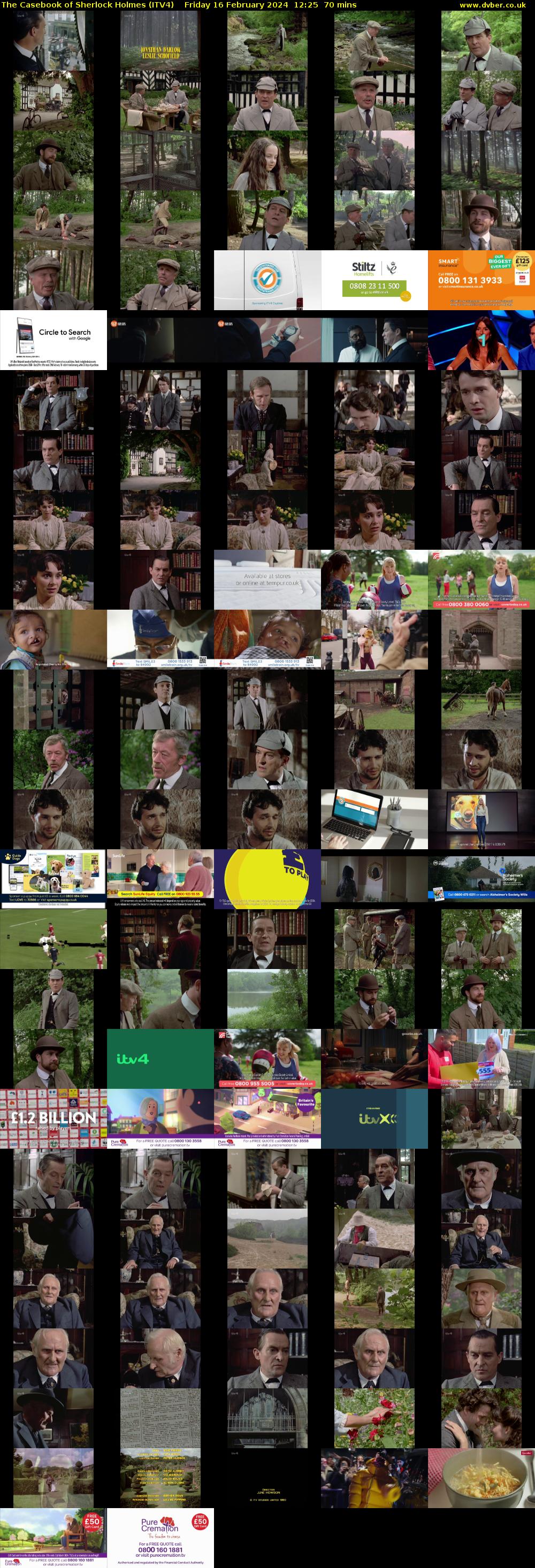 The Casebook of Sherlock Holmes (ITV4) Friday 16 February 2024 12:25 - 13:35