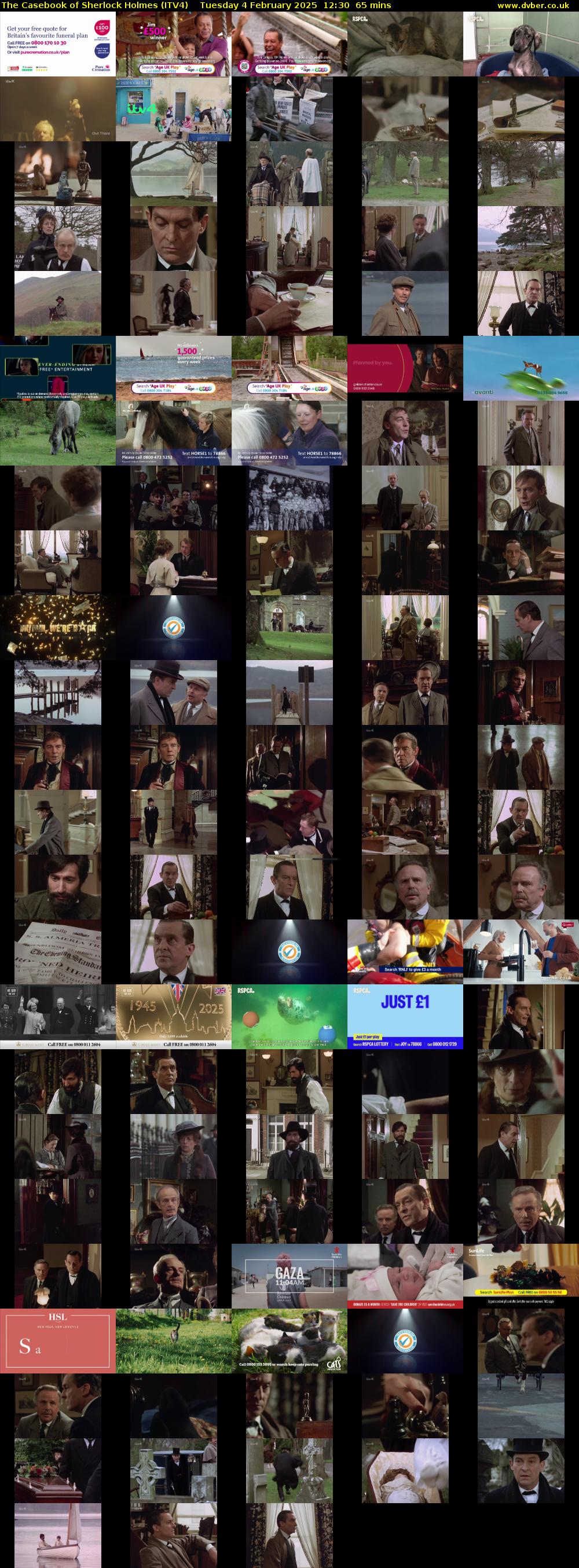 The Casebook of Sherlock Holmes (ITV4) Tuesday 4 February 2025 12:30 - 13:35