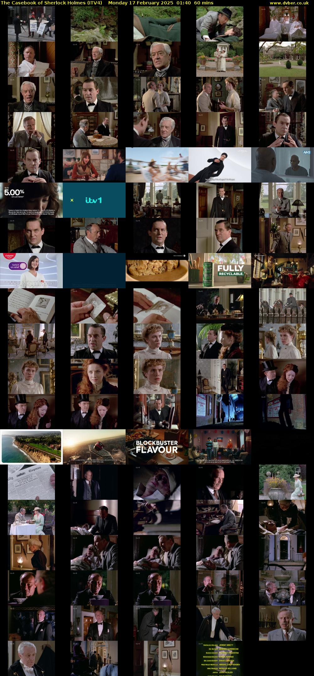 The Casebook of Sherlock Holmes (ITV4) Monday 17 February 2025 01:40 - 02:40