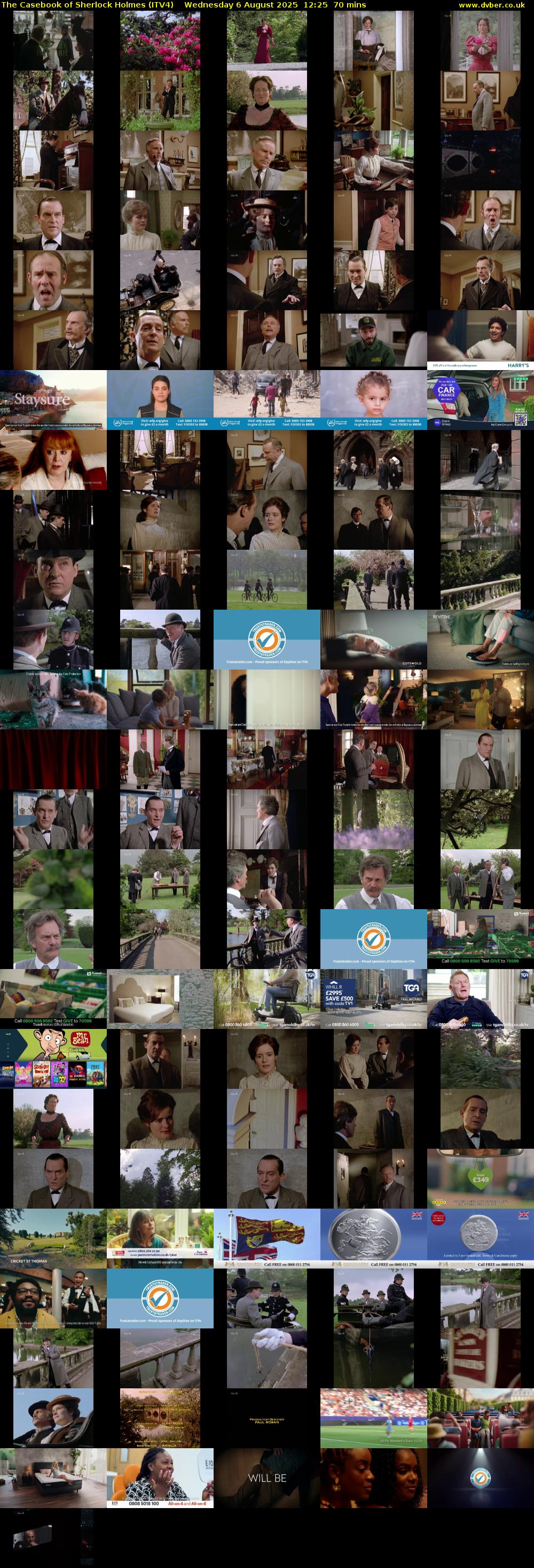 The Casebook of Sherlock Holmes (ITV4) Wednesday 6 August 2025 12:25 - 13:35