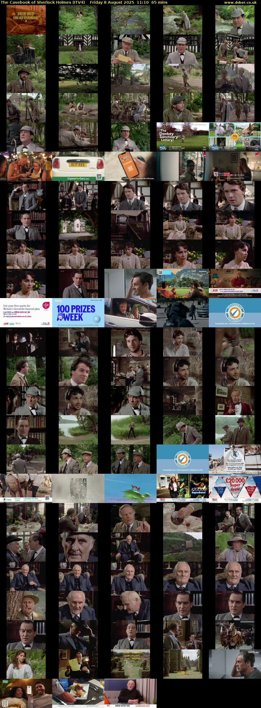 The Casebook of Sherlock Holmes (ITV4) Friday 8 August 2025 11:10 - 12:15