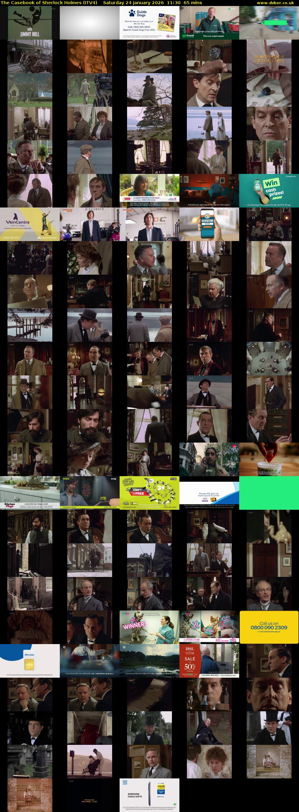 The Casebook of Sherlock Holmes (ITV4) Saturday 24 January 2026 11:30 - 12:35