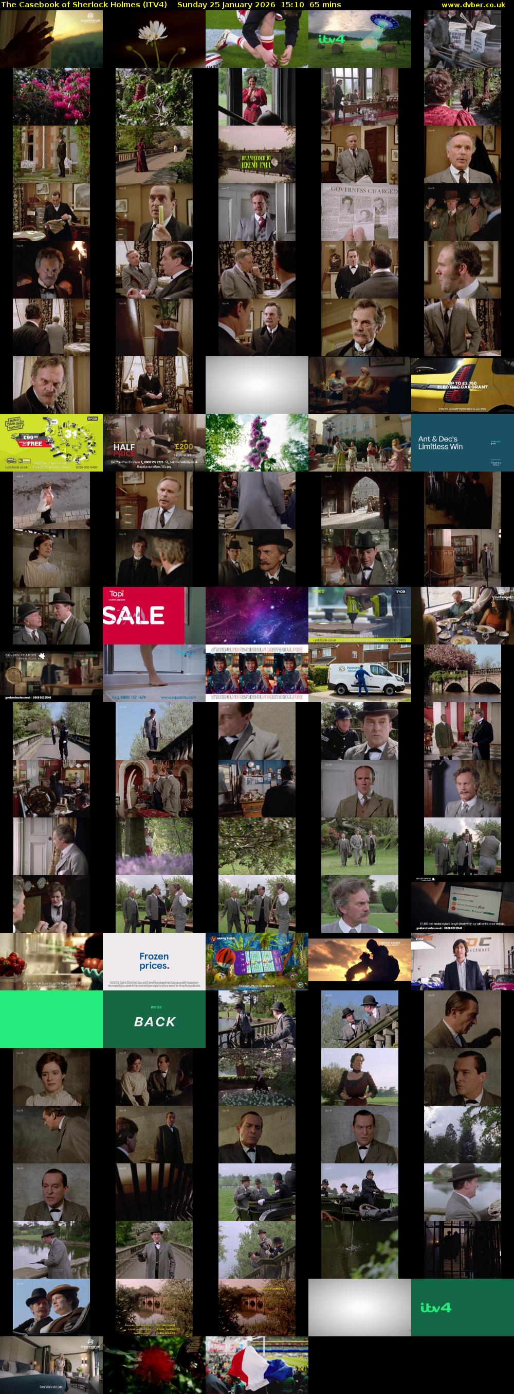The Casebook of Sherlock Holmes (ITV4) Sunday 25 January 2026 15:10 - 16:15