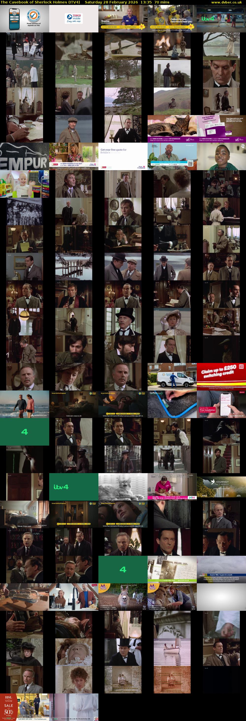 The Casebook of Sherlock Holmes (ITV4) Saturday 28 February 2026 13:35 - 14:45