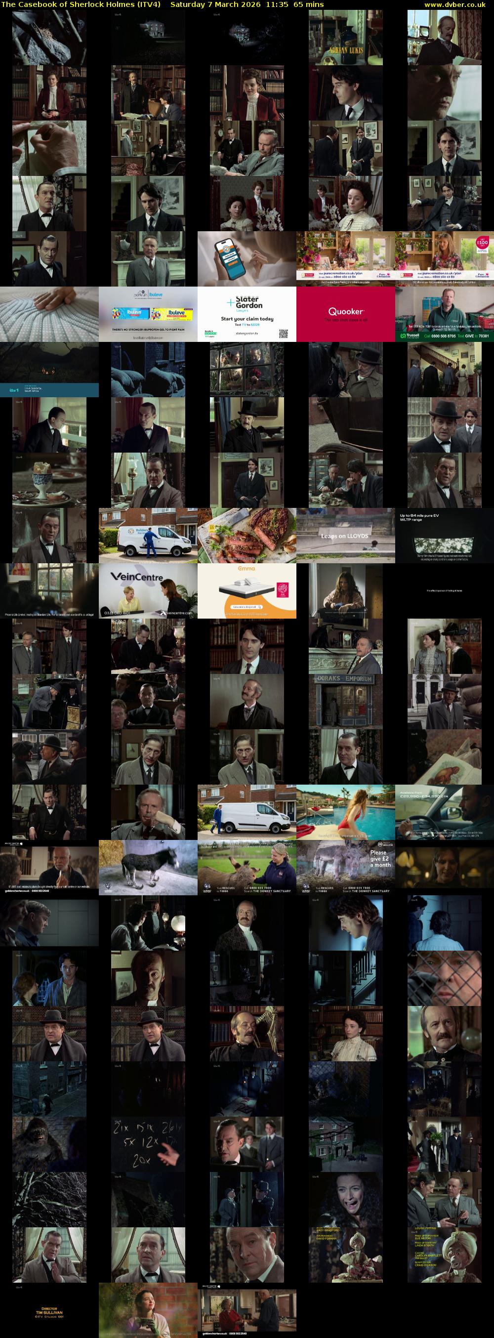 The Casebook of Sherlock Holmes (ITV4) Saturday 7 March 2026 11:35 - 12:40