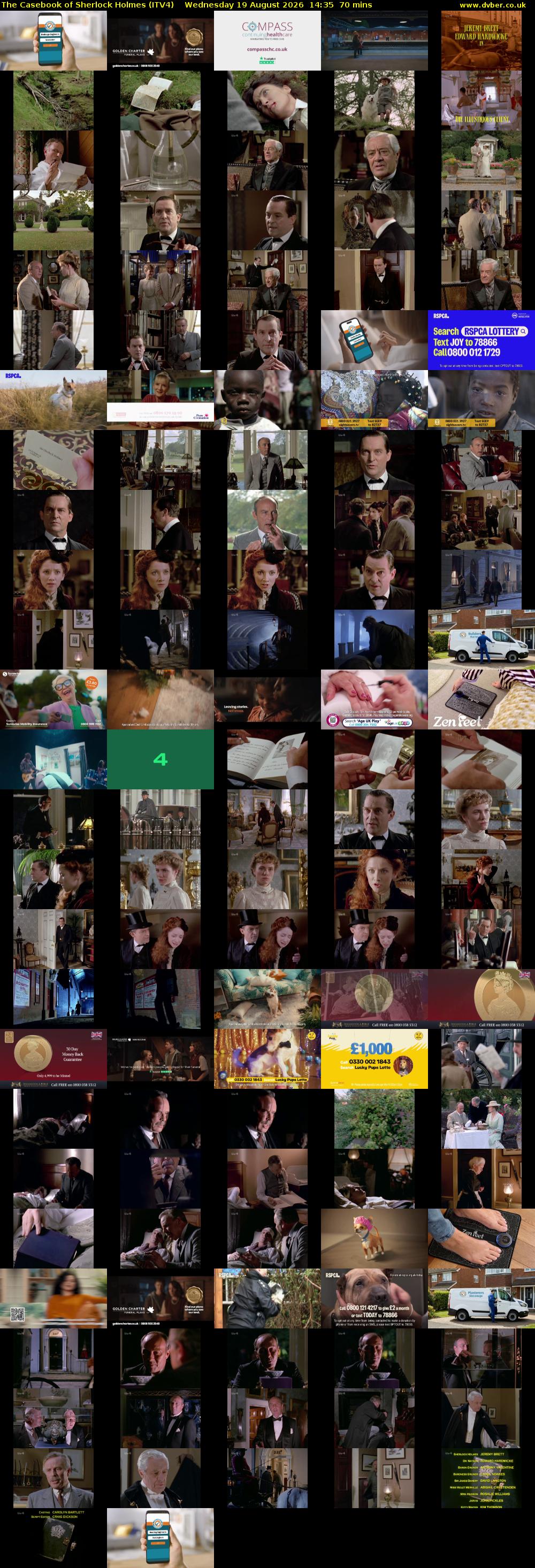 The Casebook of Sherlock Holmes (ITV4) Wednesday 19 August 2026 14:35 - 15:45