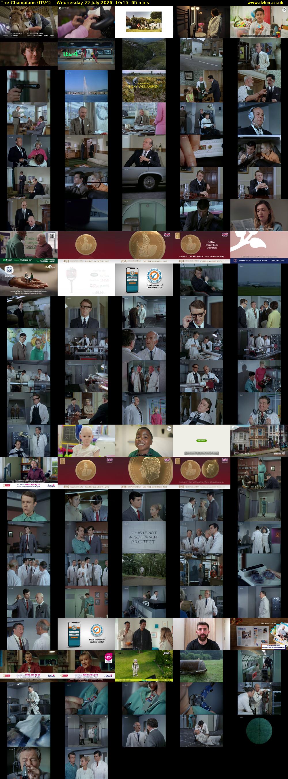 The Champions (ITV4) Wednesday 22 July 2026 10:15 - 11:20